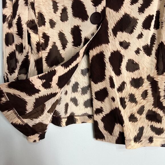 Laura Ashely Size 1X Sheer Animal Print Jacket Retro Style Summer Safari - Picture 6 of 11